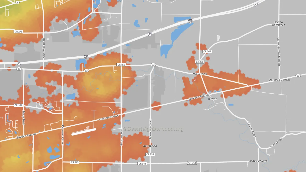 Bike Grade map of Wende, NY