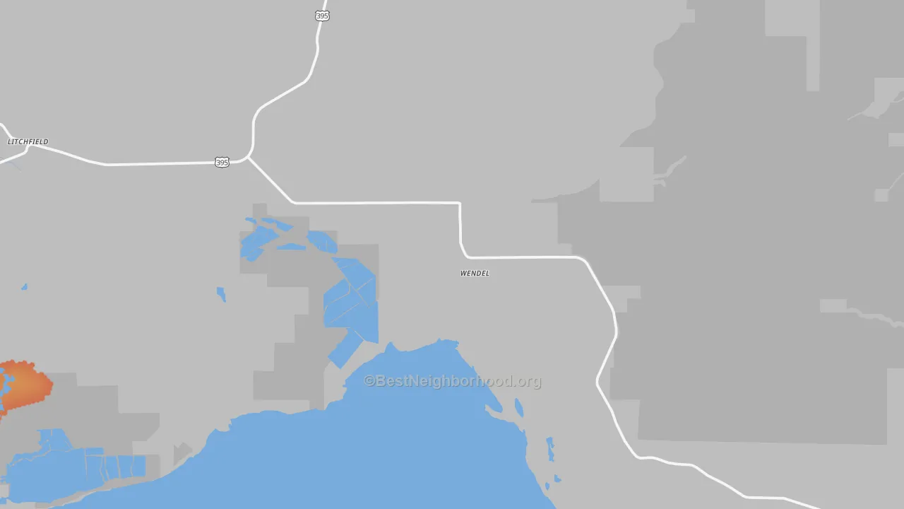 Bike Grade map of Wendel, CA