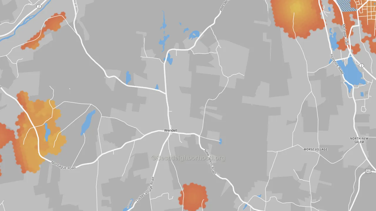 Bike Grade map of Wendell Depot, MA