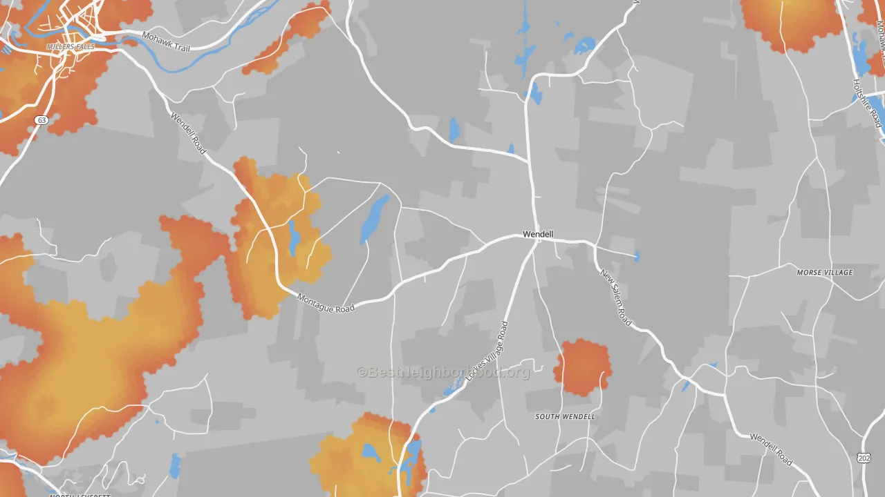 Bike Grade map of Wendell, MA
