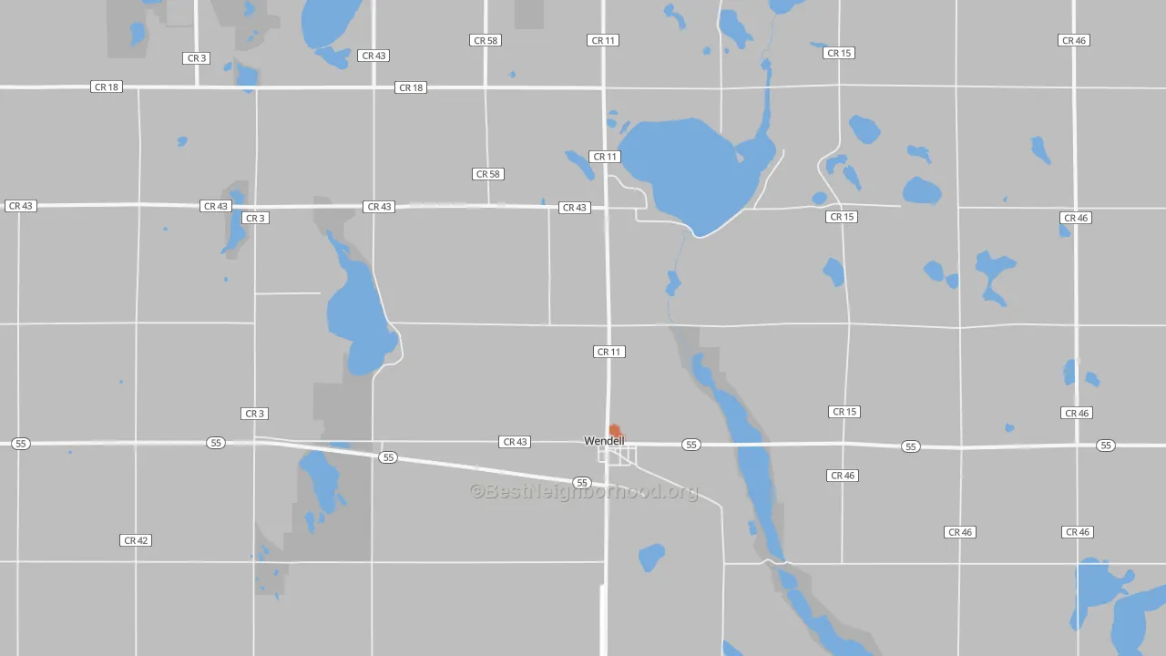 Bike Grade map of Wendell, MN
