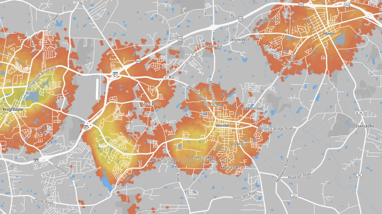 Bike Grade map of Wendell, NC