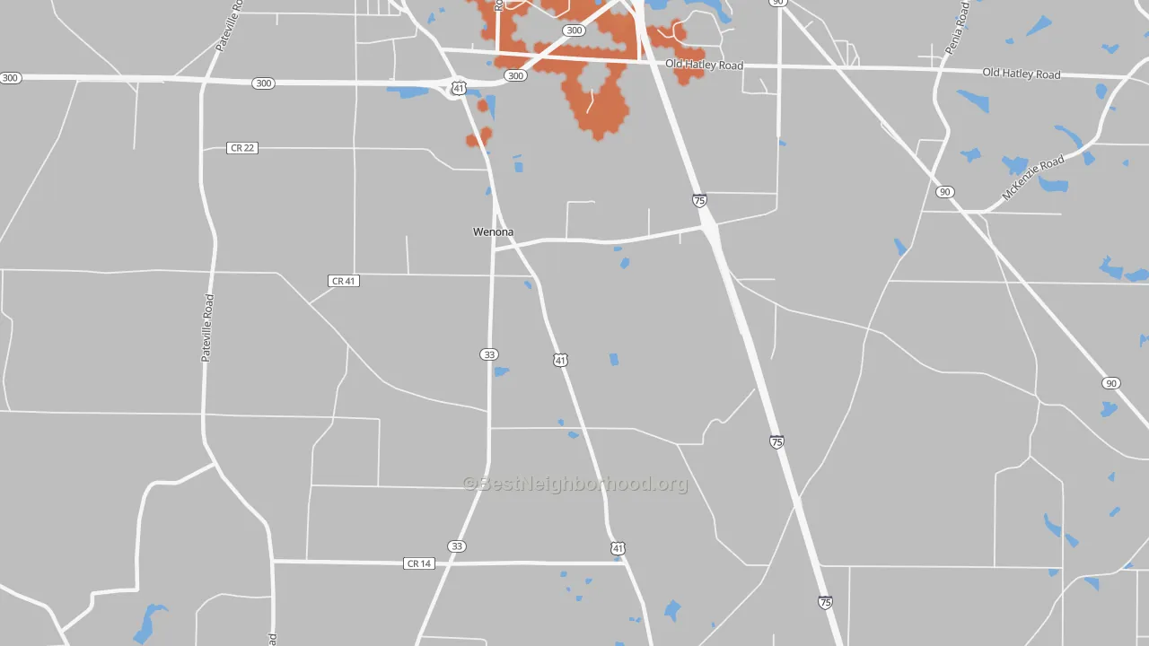 Bike Grade map of Wenona, GA