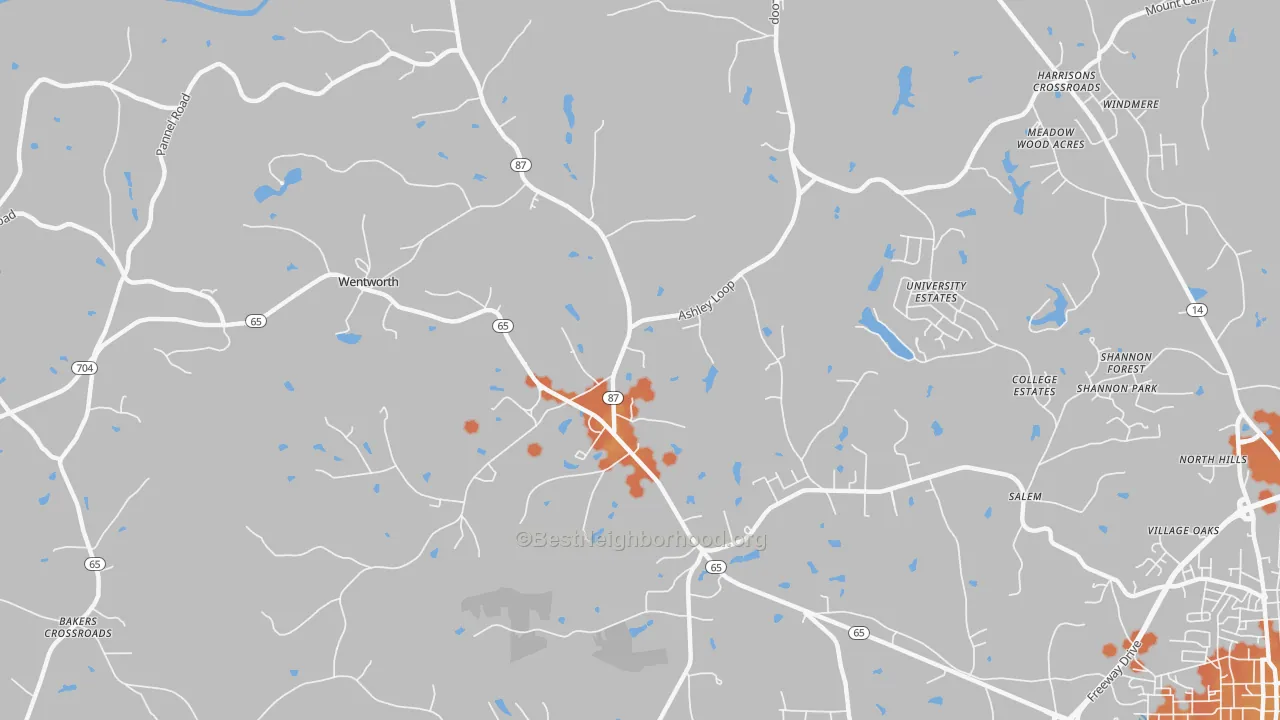 Bike Grade map of Wentworth, NC