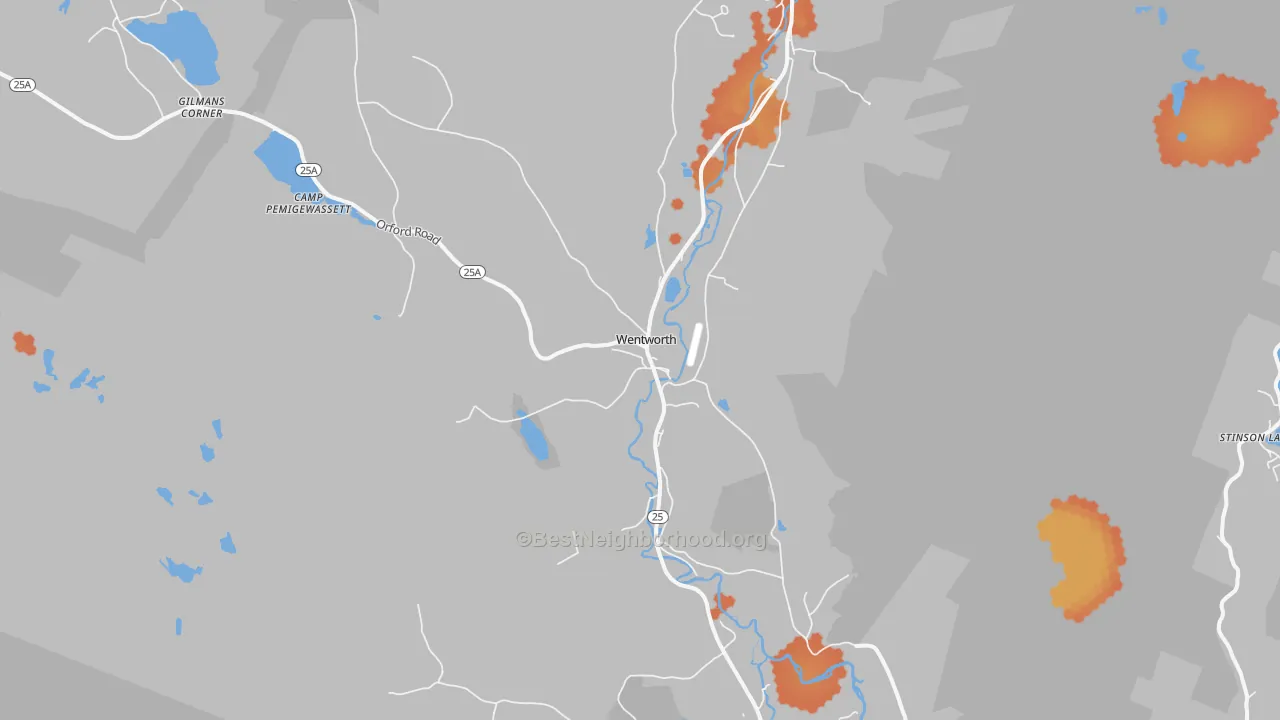 Bike Grade map of Wentworth, NH
