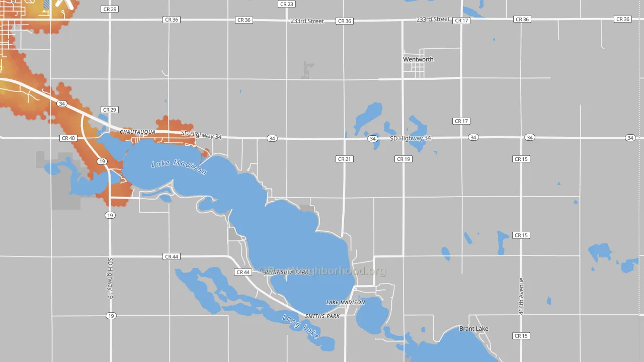 Bike Grade map of Wentworth, SD