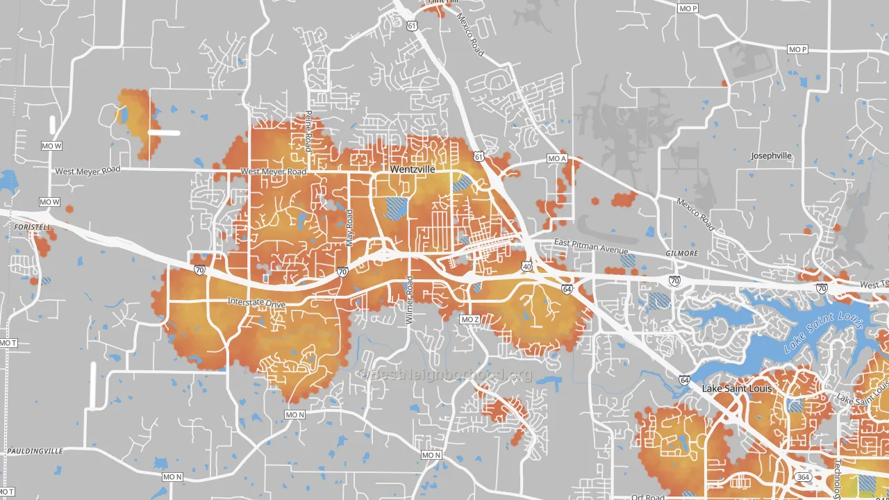 Bike Grade map of Wentzville, MO