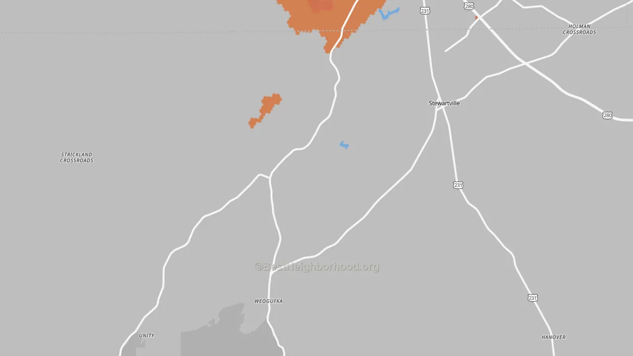 Bike Grade map of Weogufka, AL