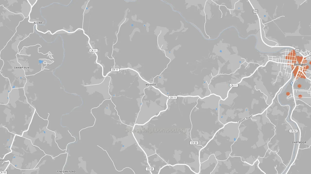 Bike Grade map of Werner, WV