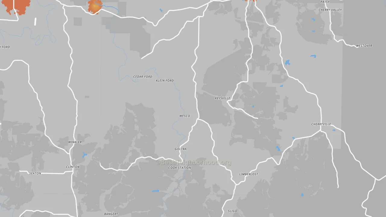 Bike Grade map of Wesco, MO