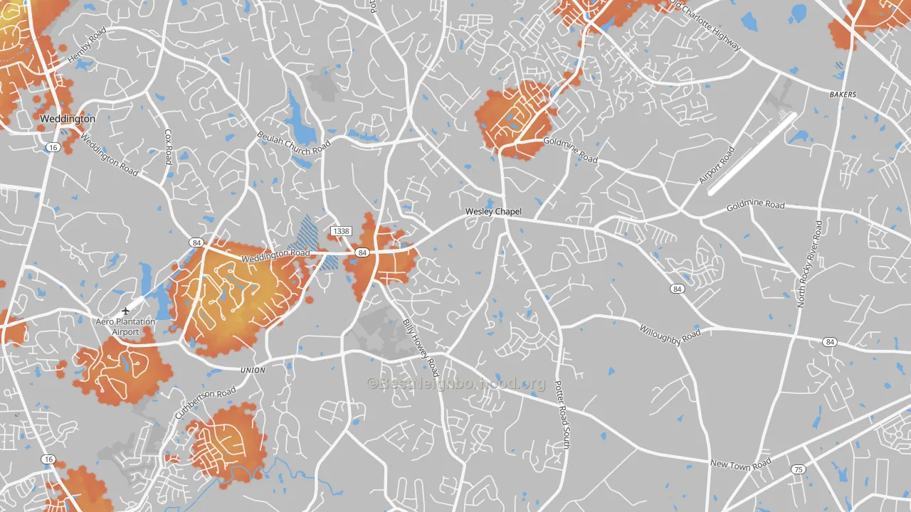 Bike Grade map of Wesley Chapel, NC