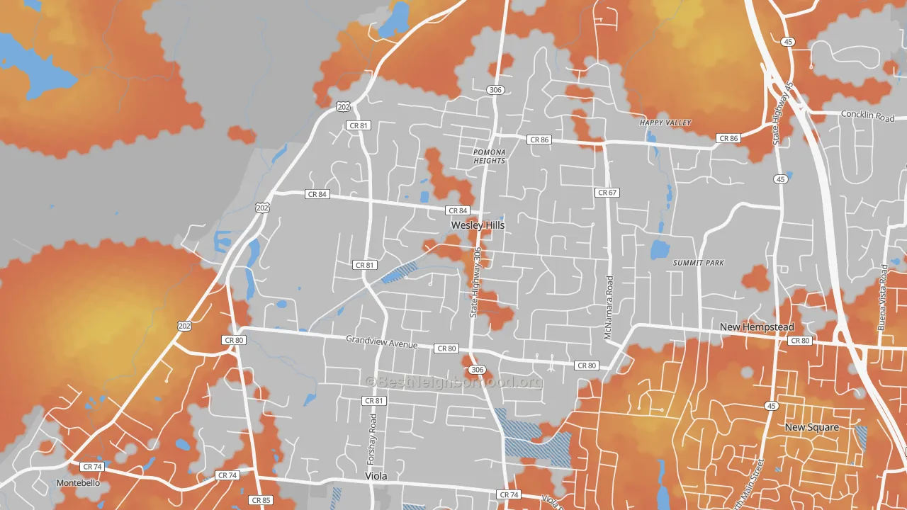 Bike Grade map of Wesley Hills, NY