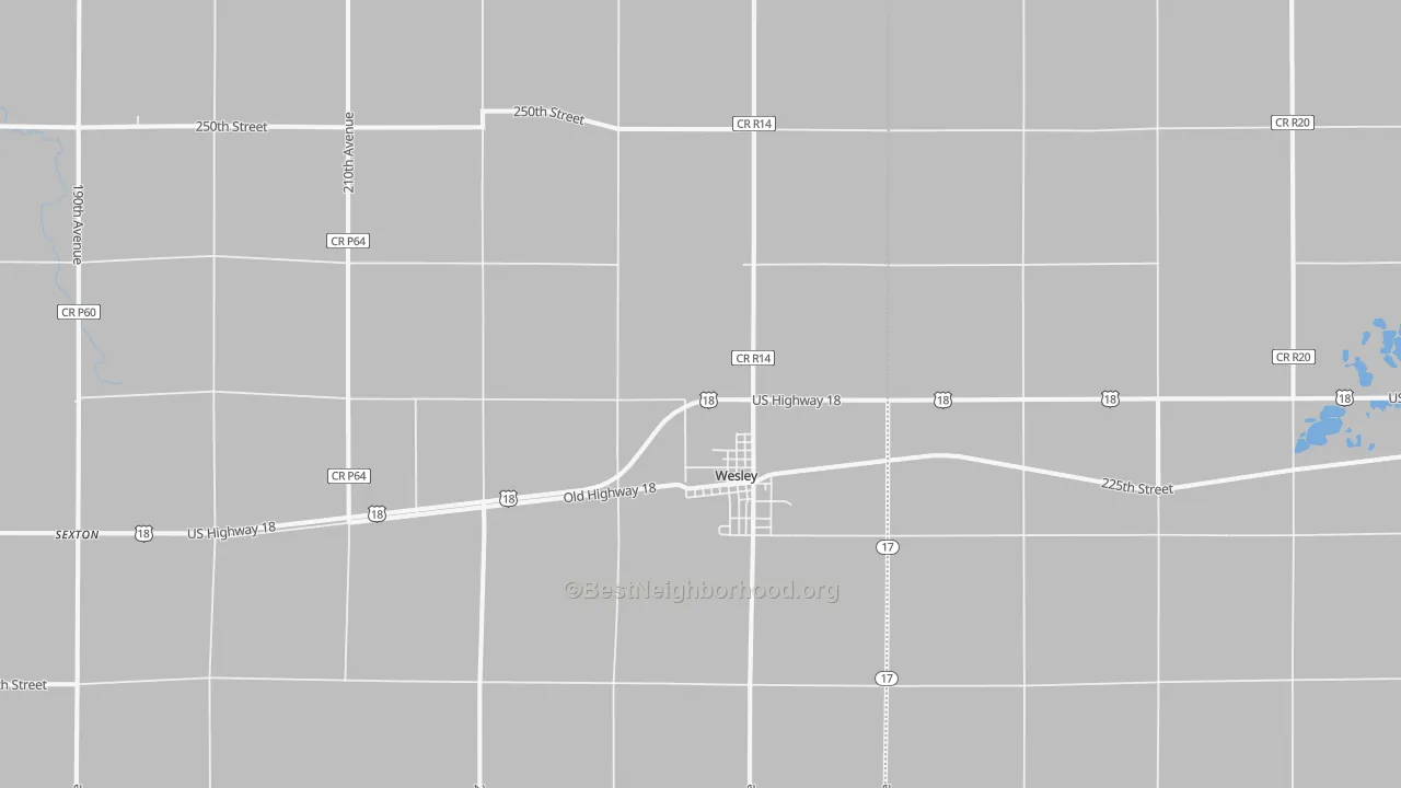 Bike Grade map of Wesley, IA