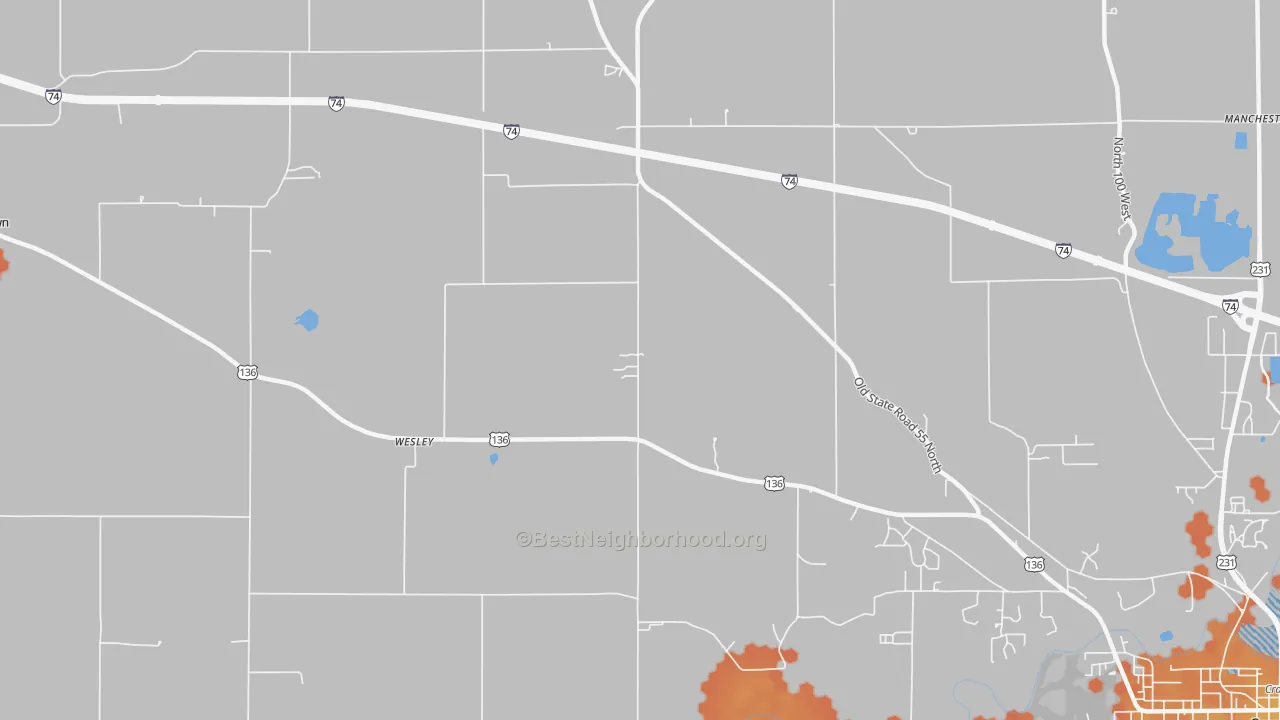 Bike Grade map of Wesley, IN