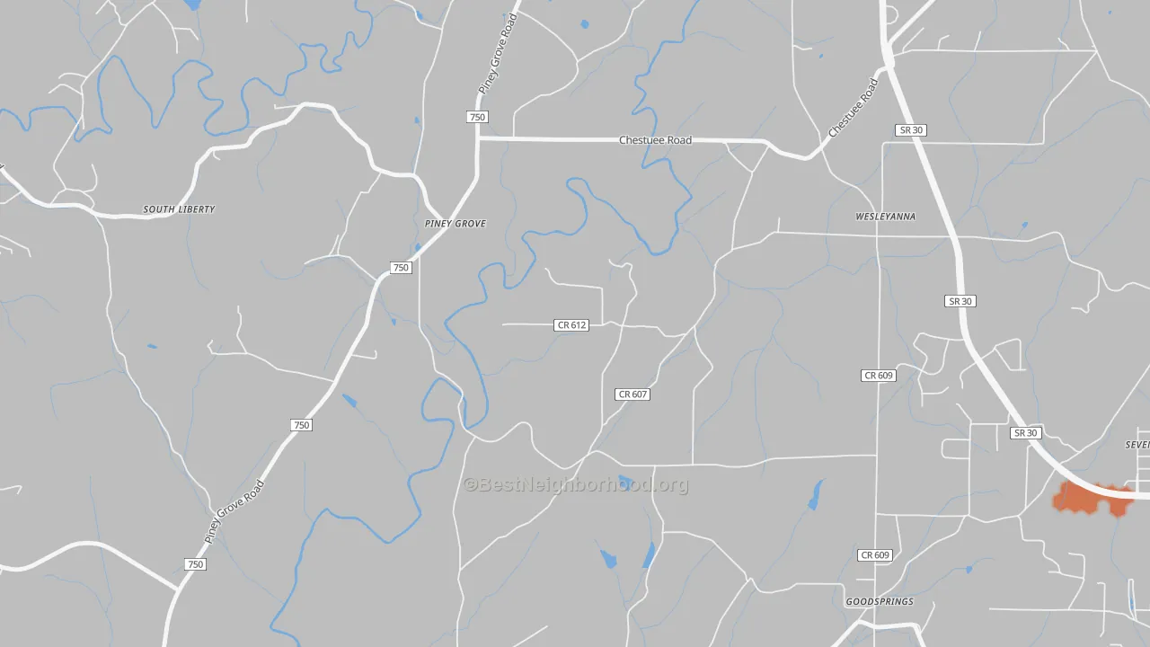 Bike Grade map of Wesleyanna, TN