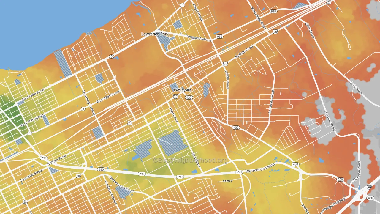 Bike Grade map of Wesleyville, PA