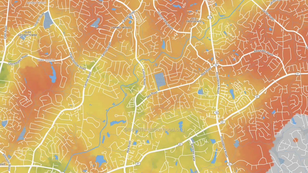 Bike Grade map of Wessex Square, Charlotte, NC