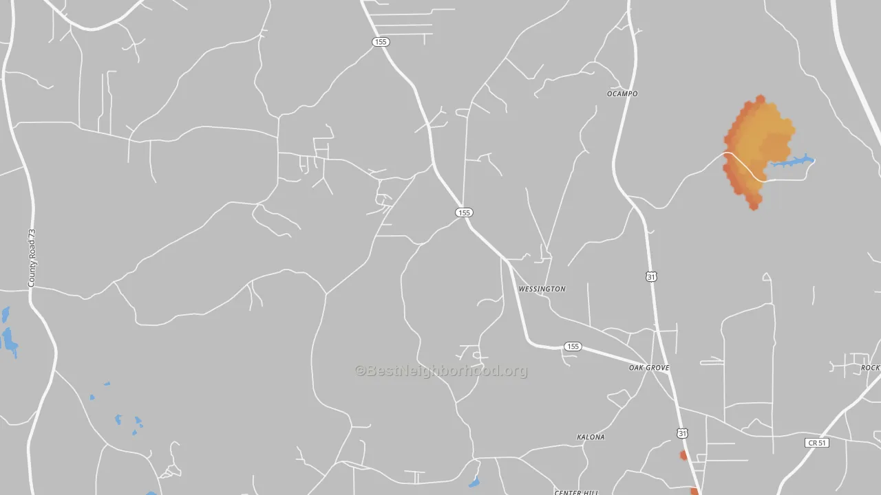Bike Grade map of Wessington, AL