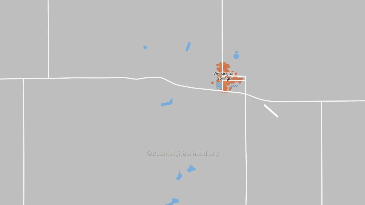 Bike Grade map of Wessington Springs, SD