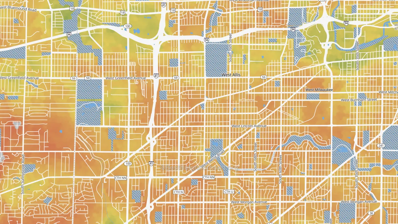 Bike Grade map of West Allis, WI