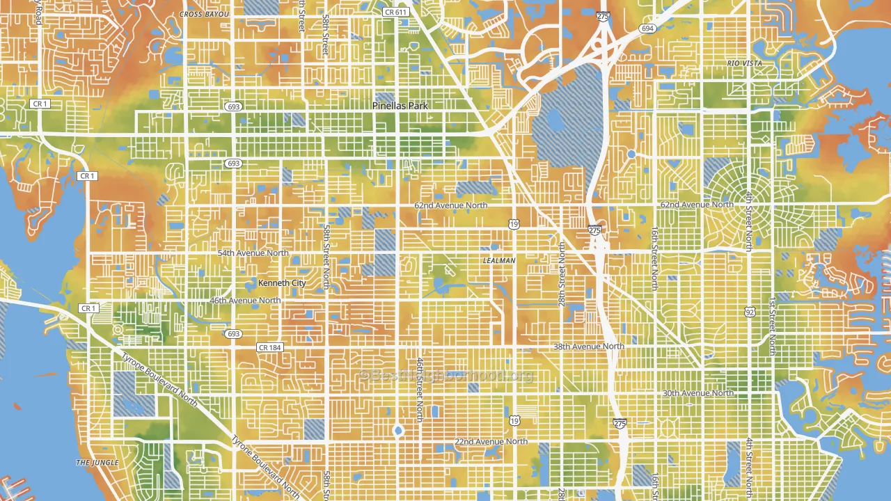 Bike Grade map of West and East Lealman, Lealman, FL