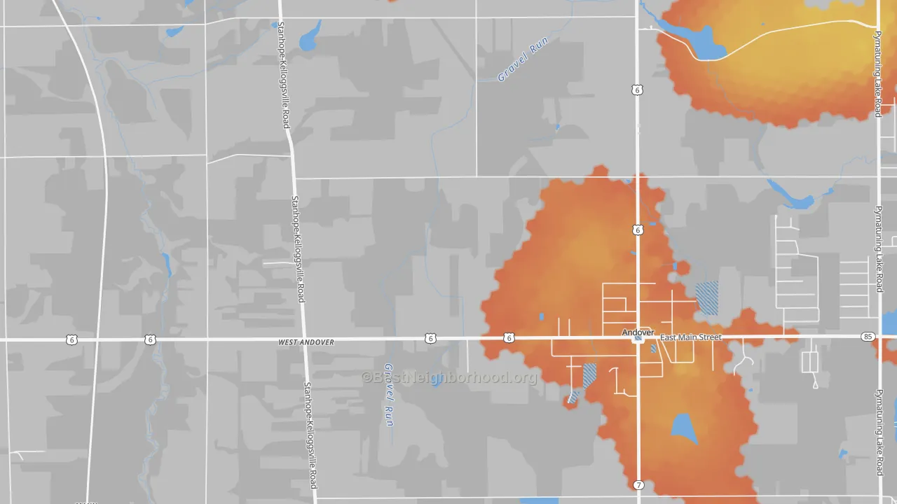 Bike Grade map of West Andover, OH