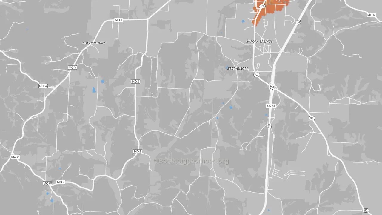 Bike Grade map of West Aurora, MO