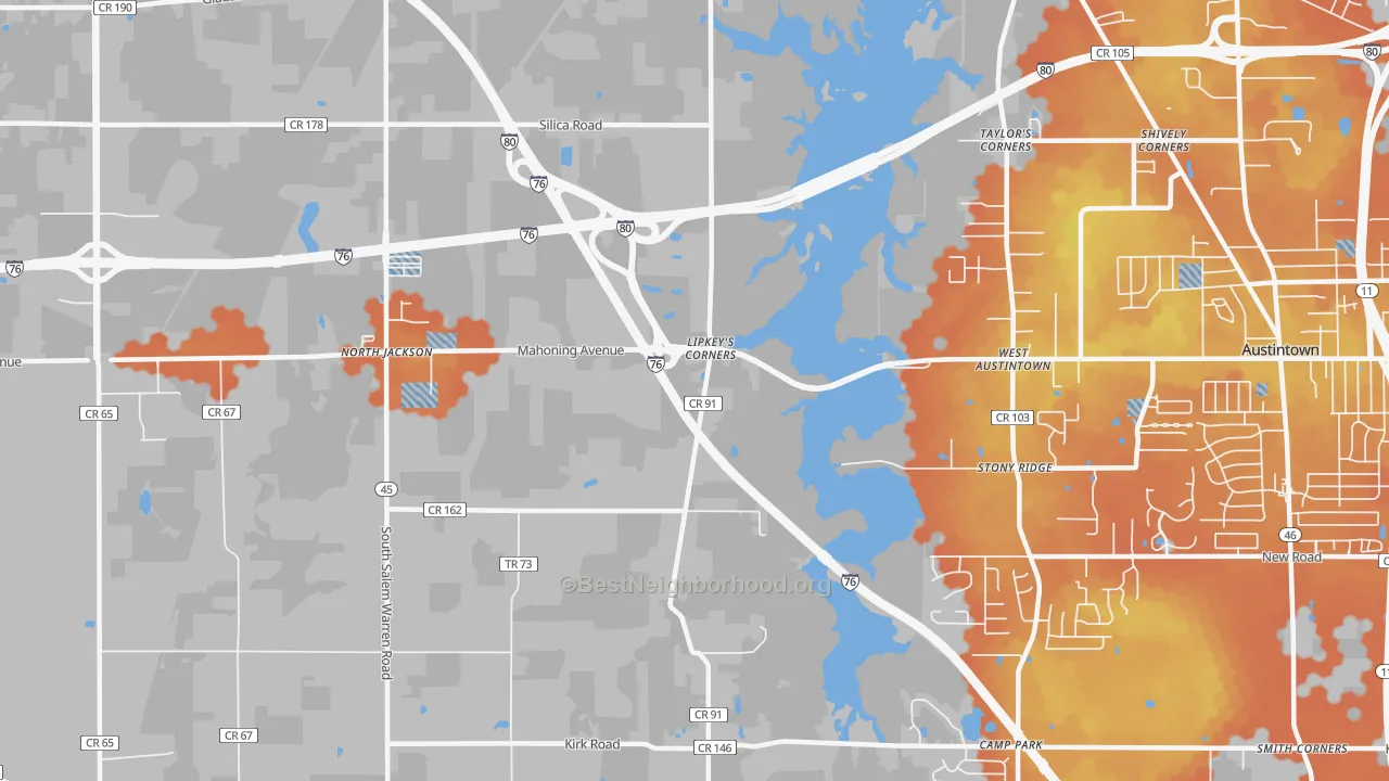 Bike Grade map of West Austintown, OH