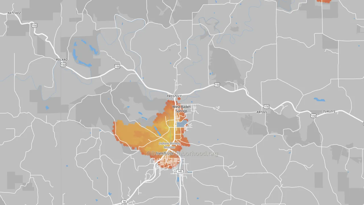 Bike Grade map of West Baden Springs, IN