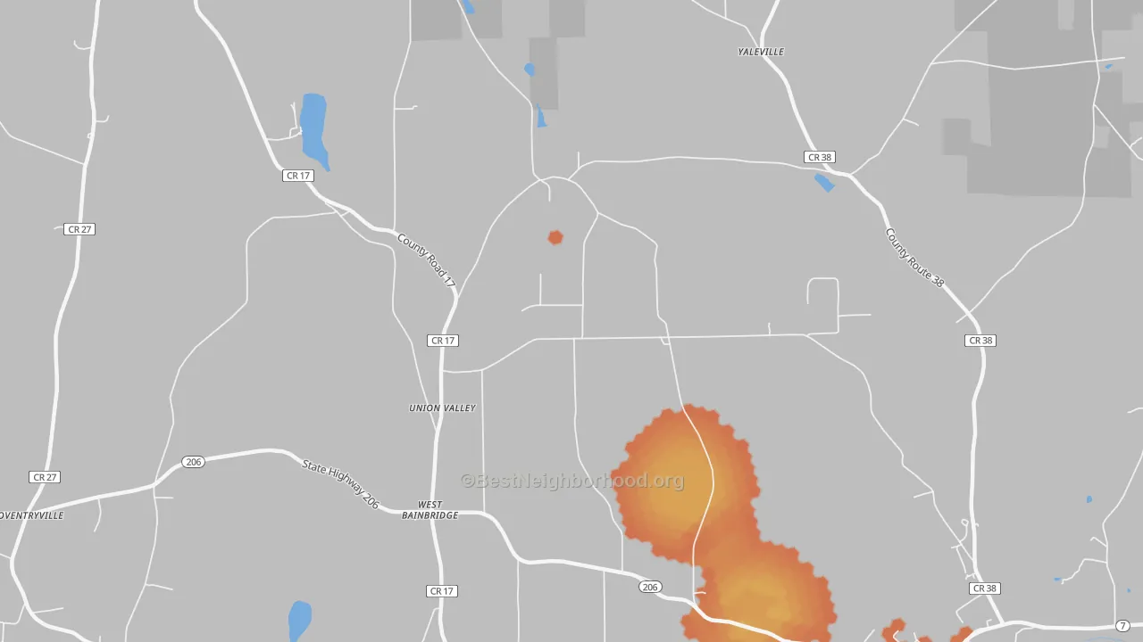 Bike Grade map of West Bainbridge, NY
