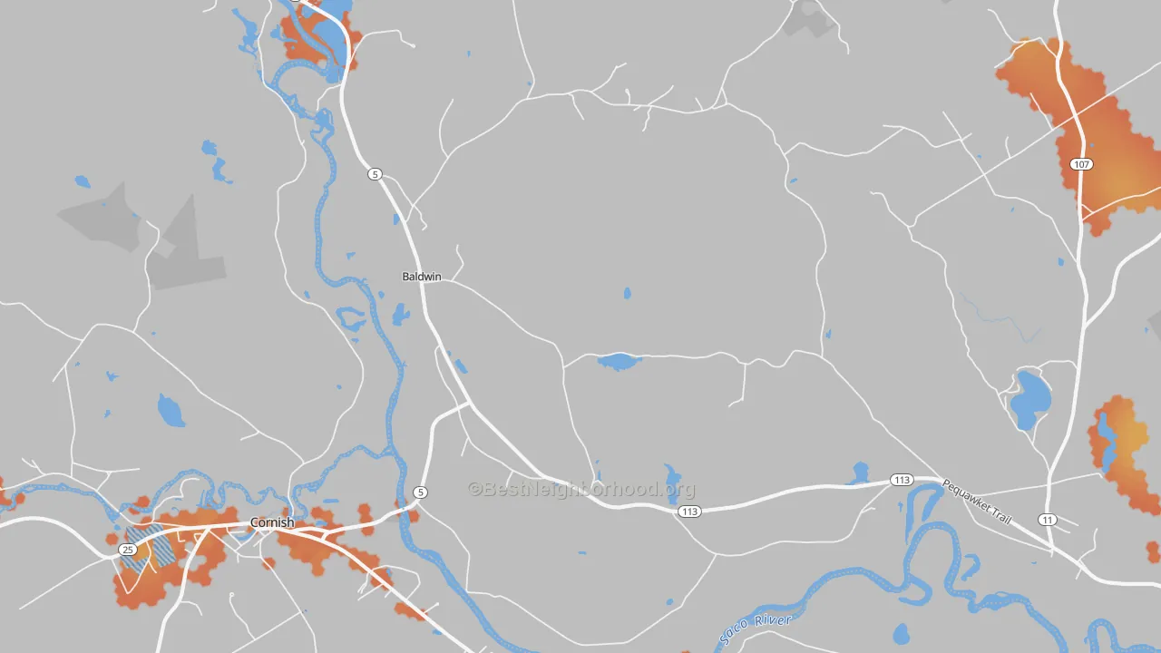 Bike Grade map of West Baldwin, ME