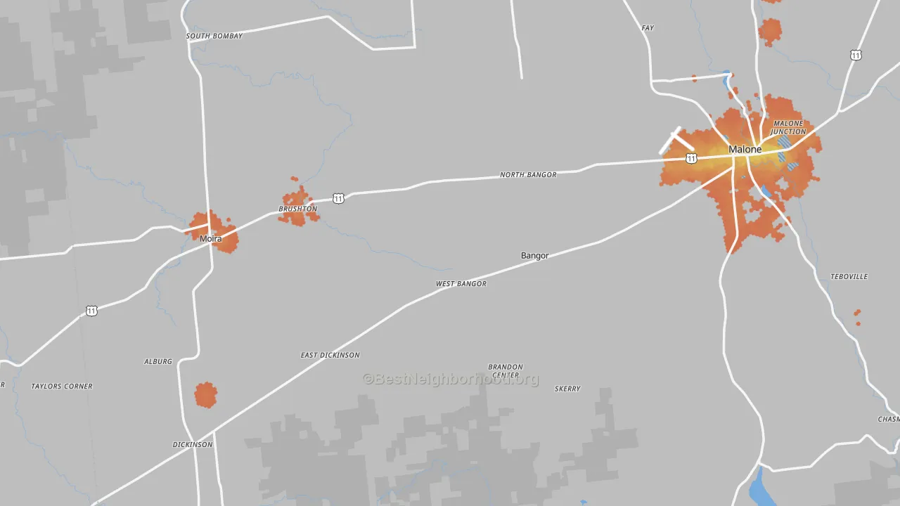 Bike Grade map of West Bangor, NY
