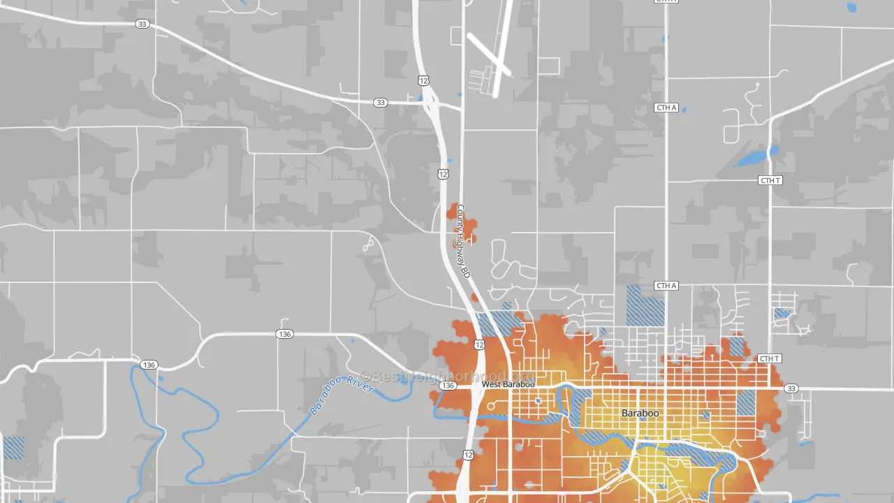 Bike Grade map of West Baraboo, WI