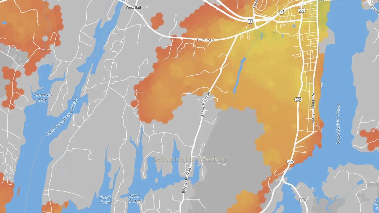 Bike Grade map of West Bath, ME