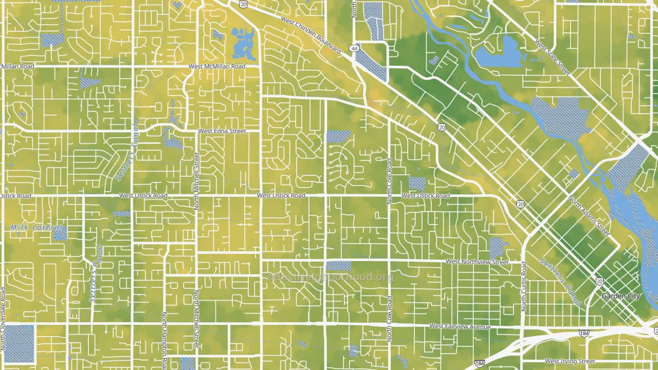 Bike Grade map of West Bench, Boise, ID