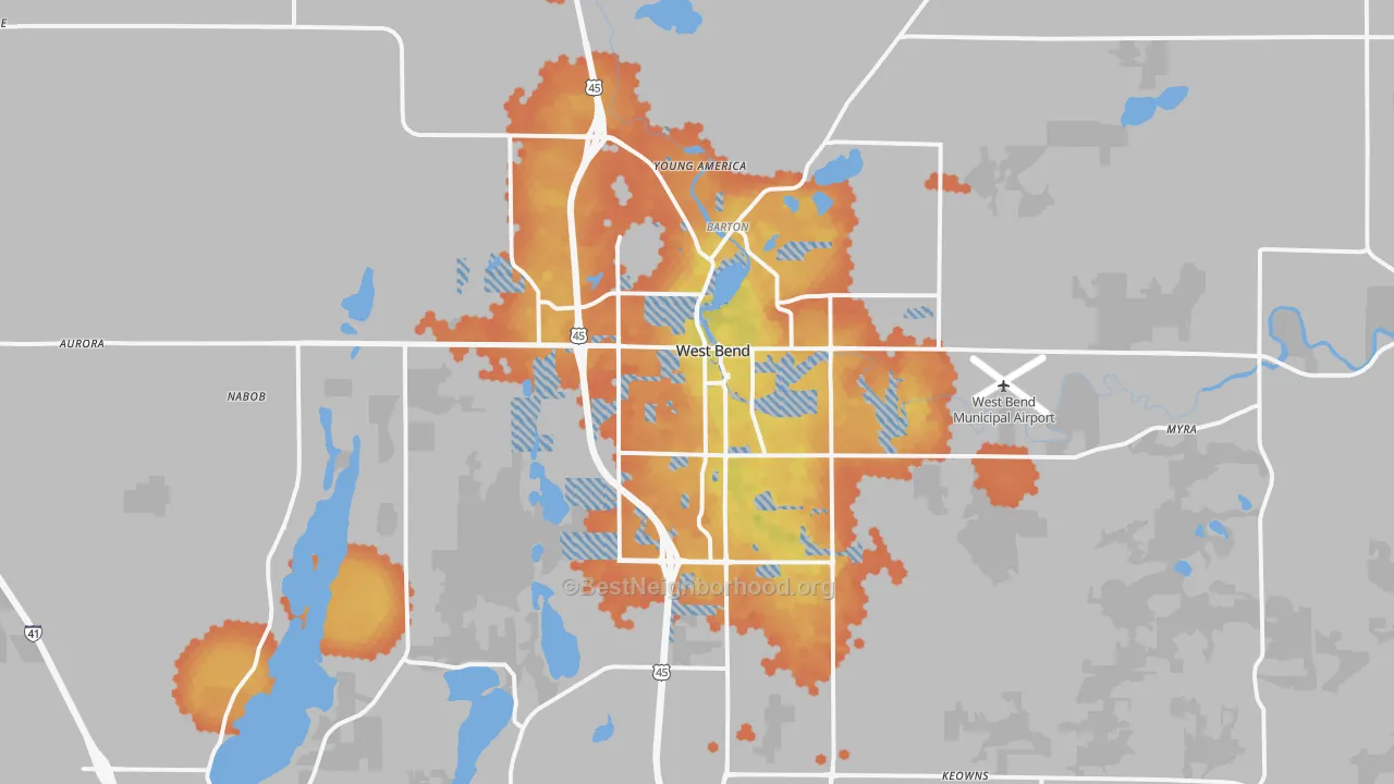 Bike Grade map of West Bend, WI