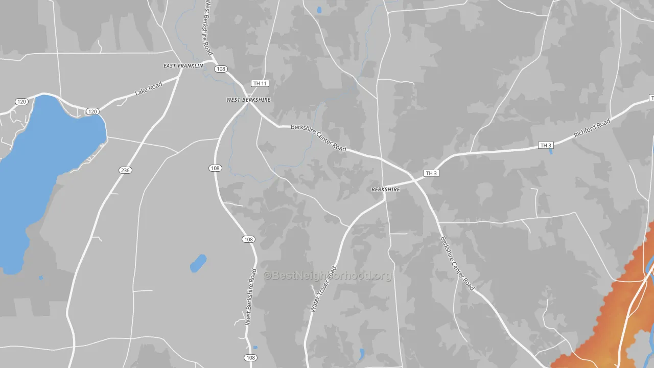 Bike Grade map of West Berkshire, VT