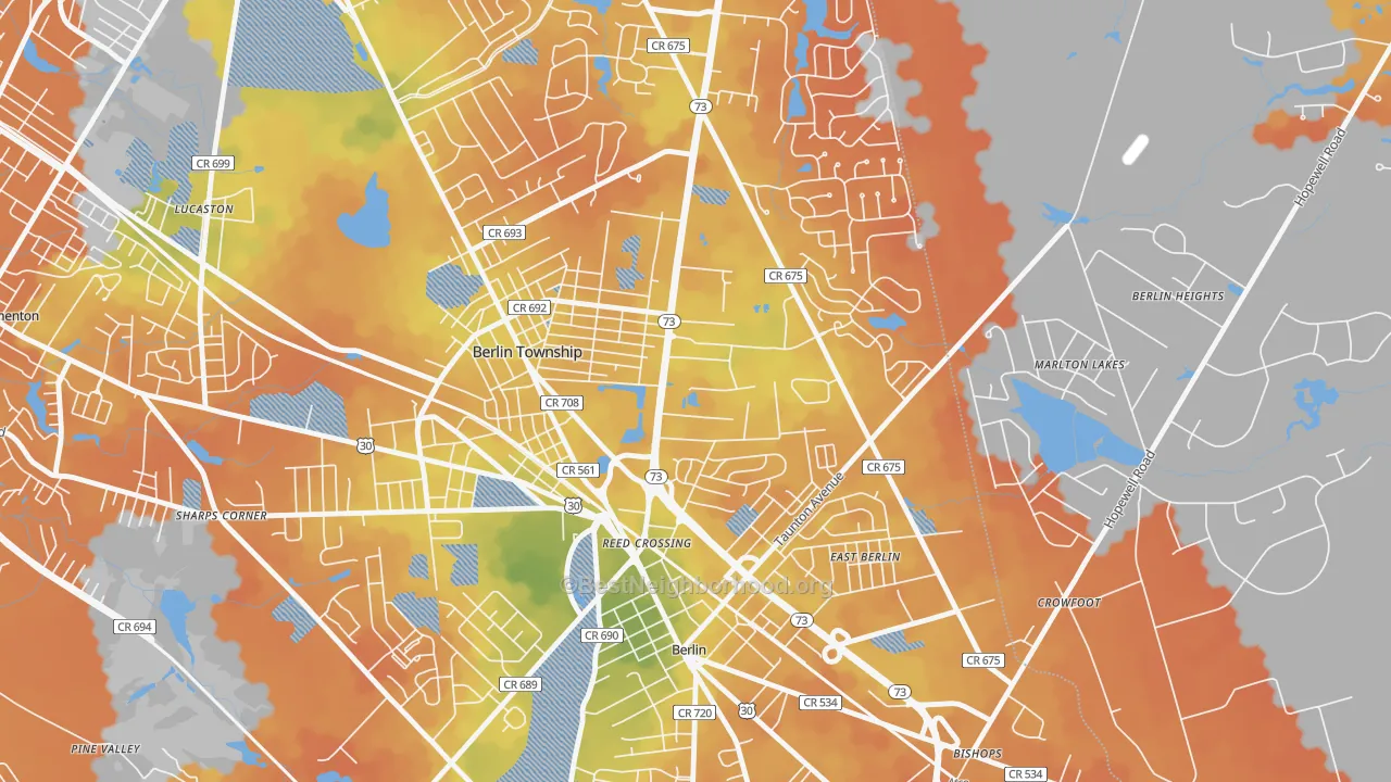 Bike Grade map of West Berlin, NJ