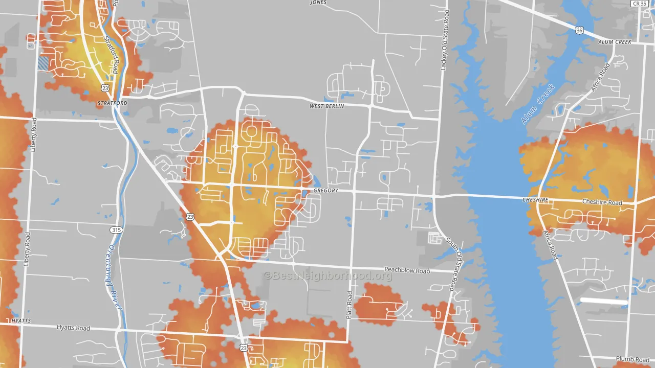 Bike Grade map of West Berlin, OH