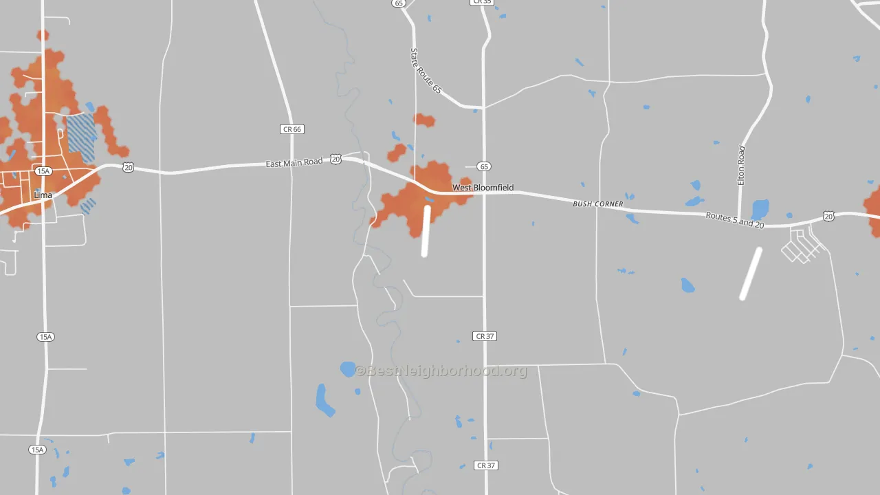 Bike Grade map of West Bloomfield, NY