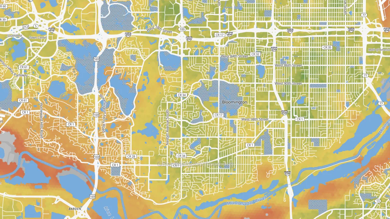 Bike Grade map of West Bloomington, Bloomington, MN