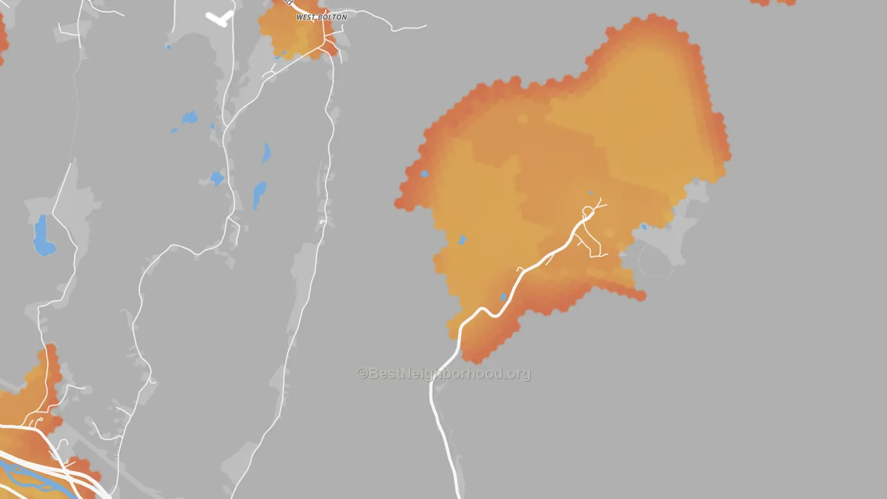 Bike Grade map of West Bolton, VT