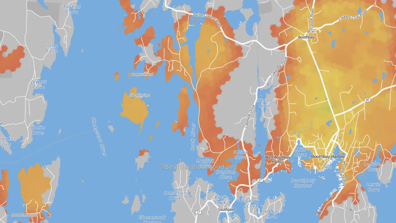 Bike Grade map of West Boothbay Harbor, ME