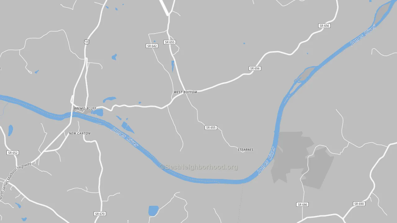 Bike Grade map of West Bottom, VA