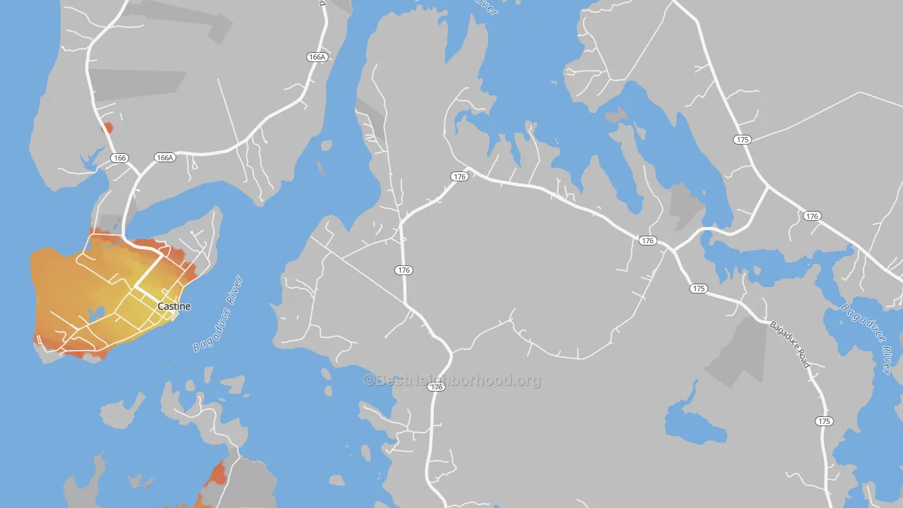 Bike Grade map of West Brooksville, ME