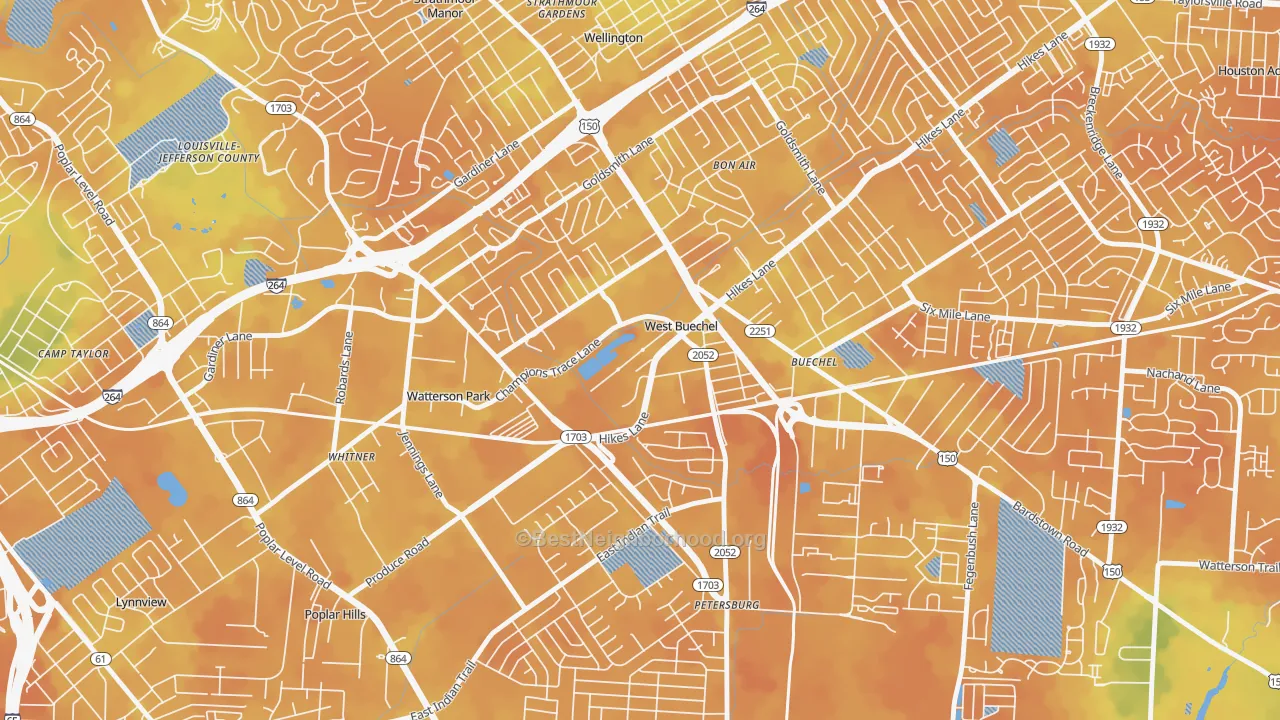 Bike Grade map of West Buechel, KY