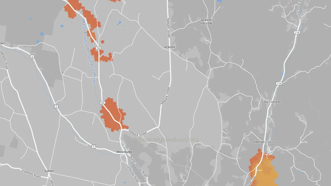 Bike Grade map of West Burke, VT