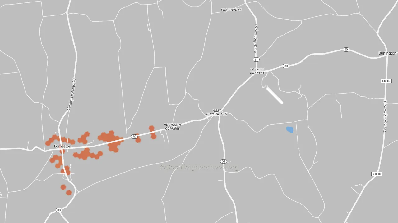Bike Grade map of West Burlington, NY