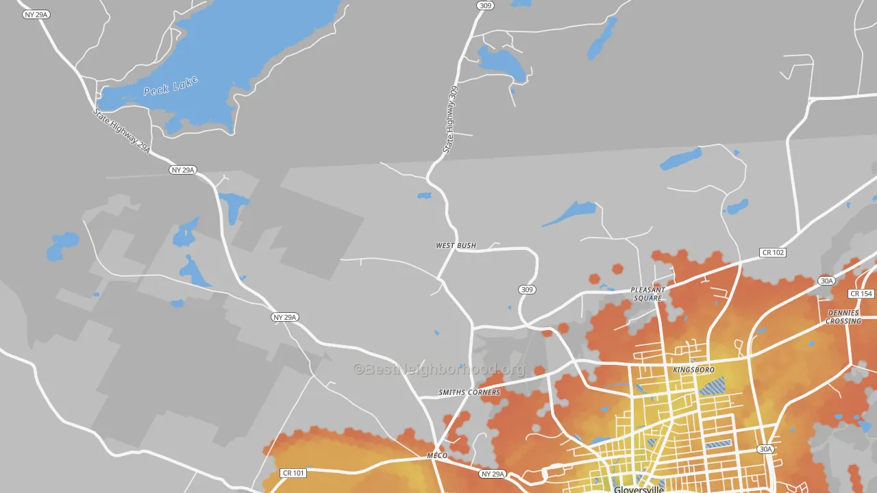 Bike Grade map of West Bush, NY
