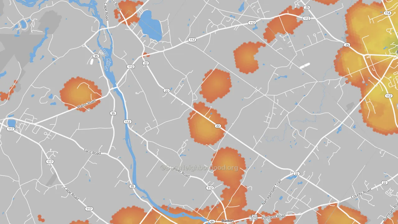 Bike Grade map of West Buxton, ME